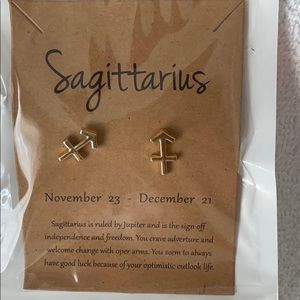 Golden Sagittarius Astrology Earrings